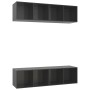 Muebles de salón de pared 2 uds madera ingeniería gris brillo de vidaXL, Muebles TV - Ref: Foro24-3079789, Precio: 123,09 €, ...