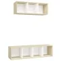 Muebles de salón 2 pzas madera ingeniería blanco y roble Sonoma de vidaXL, Muebles TV - Ref: Foro24-3079795, Precio: 113,06 €...