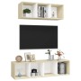 Muebles de salón 2 pzas madera ingeniería blanco y roble Sonoma de vidaXL, Muebles TV - Ref: Foro24-3079795, Precio: 114,54 €...