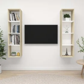Muebles de salón de pared 2 piezas blanco y roble Sonoma de vidaXL, Muebles TV - Ref: Foro24-3079867, Precio: 126,97 €, Descu...