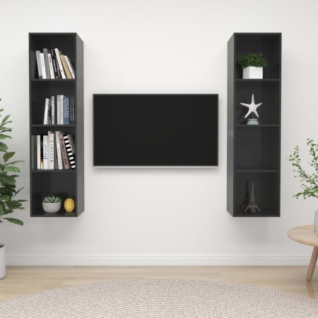 Muebles de salón de pared 2 pzas madera ingeniería gris brillo de vidaXL, Muebles TV - Ref: Foro24-3079870, Precio: 123,09 €,...