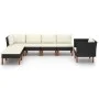 Set muebles de jardín 7 pzas ratán sintético eucalipto negro de vidaXL, Conjuntos de jardín - Ref: Foro24-3082081, Precio: 45...