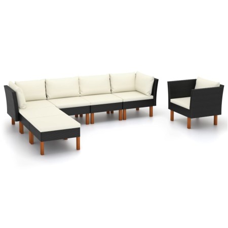 Set muebles de jardín 7 pzas ratán sintético eucalipto negro de vidaXL, Conjuntos de jardín - Ref: Foro24-3082083, Precio: 49...