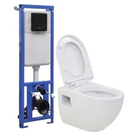 Wall-mounted toilet with ceramic hidden high cistern by vidaXL, Bathrooms - Ref: Foro24-3082092, Price: 311,71 €, Discount: %