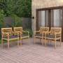 Sillas Batavia con cojines 4 unidades madera maciza de teca de vidaXL, Sillas de jardín - Ref: Foro24-3087057, Precio: 498,42...