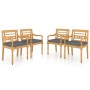 Sillas Batavia con cojines 4 unidades madera maciza de teca de vidaXL, Sillas de jardín - Ref: Foro24-3087057, Precio: 498,42...