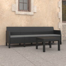 Set de muebles jardín 2 piezas cojines PP ratán gris antracita en Conjuntos de jardín | Comprar online en Foru.es