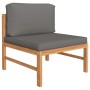 Set de muebles de jardín 4 pzas madera de teca y cojines gris de vidaXL, Conjuntos de jardín - Ref: Foro24-3087249, Precio: 3...