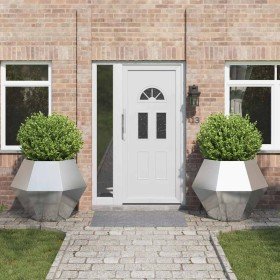 Jardinera 2 pcs Plateado 100 x 100 x 80 cm Acero inoxidable en Macetas y jardineras | Comprar online en Foru.es