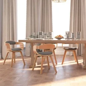 Silla de comedor 4 uds madera curvada y tela gris claro de vidaXL, Sillas de comedor - Ref: Foro24-3092387, Precio: 601,87 €,...
