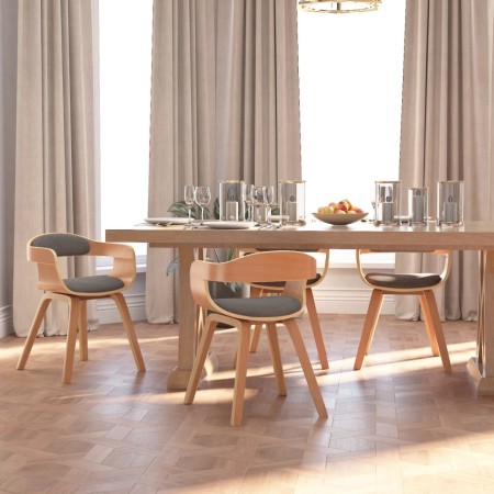 Silla de comedor 4 uds madera curvada y tela gris claro de vidaXL, Sillas de comedor - Ref: Foro24-3092387, Precio: 612,44 €,...