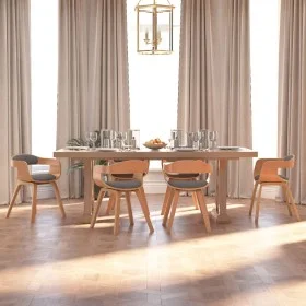 Silla de comedor 6 uds madera curvada y tela gris claro de vidaXL, Sillas de comedor - Ref: Foro24-3092393, Precio: 941,11 €,...