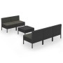 Set de muebles de jardín 6 pzas y cojines ratán sintético negro de vidaXL, Conjuntos de jardín - Ref: Foro24-3094321, Precio:...