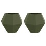 Jardinera 2 pcs Verde Oliva 75 x 75 x 60 cm Acero en Macetas y jardineras | Comprar online en Foru.es