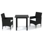 Set comedor de jardín 3 pzas con cojines ratán sintético negro de vidaXL, Conjuntos de jardín - Ref: Foro24-3094973, Precio: ...