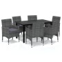 Set comedor jardín 7 pzas y cojines ratán sintético gris de vidaXL, Conjuntos de jardín - Ref: Foro24-3094982, Precio: 489,92...