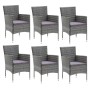 Set comedor jardín 7 pzas y cojines ratán sintético gris de vidaXL, Conjuntos de jardín - Ref: Foro24-3094982, Precio: 489,92...