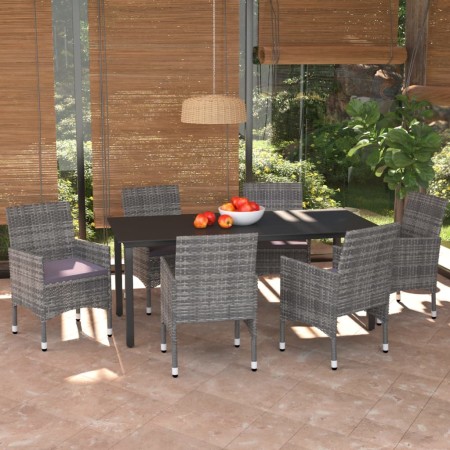 Set comedor jardín 7 pzas y cojines ratán sintético gris de vidaXL, Conjuntos de jardín - Ref: Foro24-3094983, Precio: 516,63...