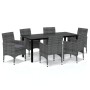 Set comedor jardín 7 pzas y cojines ratán sintético gris de vidaXL, Conjuntos de jardín - Ref: Foro24-3094983, Precio: 516,63...