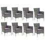 Set de muebles jardín 9 pzas con cojines ratán sintético gris de vidaXL, Conjuntos de jardín - Ref: Foro24-3094984, Precio: 6...