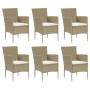 Set comedor de jardín 7 pzas con cojines ratán sintético beige de vidaXL, Conjuntos de jardín - Ref: Foro24-3094988, Precio: ...