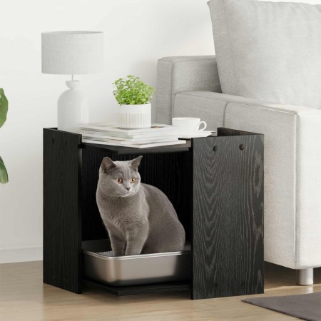 Cubículo para caja de arena de gato Roble negro 53 x 53 x 51 cm en Mobiliario para gatos | Comprar online en Foru.es