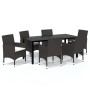 Set muebles de jardín con cojines 7 pzas ratán sintético marrón de vidaXL, Conjuntos de jardín - Ref: Foro24-3094995, Precio:...