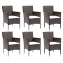 Set muebles de jardín con cojines 7 pzas ratán sintético marrón de vidaXL, Conjuntos de jardín - Ref: Foro24-3094995, Precio:...
