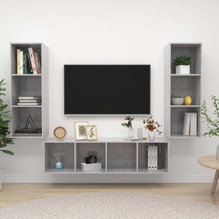 Set de muebles de salón 3 pzas madera ingeniería gris hormigón en Muebles TV | Comprar online en Foru.es