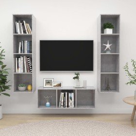 Set de muebles de salón 3 pzas madera ingeniería gris hormigón en Muebles TV | Comprar online en Foru.es
