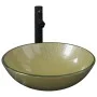 Lavabo de baño grifo&desagüe de empuje vidrio templado dorado by vidaXL, Sinks - Ref: Foro24-3098460, Price: 90,12 €, Discoun...