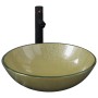 Lavabo de baño grifo&desagüe de empuje vidrio templado dorado de vidaXL, Lavabos - Ref: Foro24-3098460, Precio: 89,87 €, Desc...