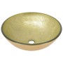 Lavabo de baño grifo&desagüe de empuje vidrio templado dorado de vidaXL, Lavabos - Ref: Foro24-3098460, Precio: 89,87 €, Desc...