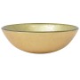 Lavabo de baño grifo&desagüe de empuje vidrio templado dorado de vidaXL, Lavabos - Ref: Foro24-3098460, Precio: 89,87 €, Desc...