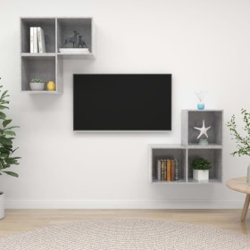 Juego de mueble para TV de 4 piezas aglomerado gris hormigón en Muebles TV | Comprar online en Foru.es