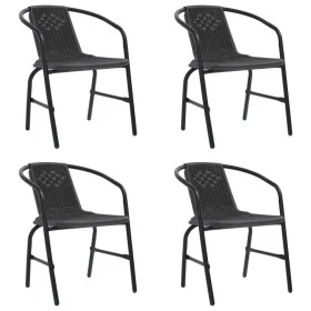 Sillas de jardín 4 unidades ratán plástico y acero 110 kg de vidaXL, Sillas de jardín - Ref: Foro24-3107703, Precio: 230,83 €...