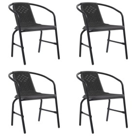 Sillas de jardín 4 unidades ratán plástico y acero 110 kg de vidaXL, Sillas de jardín - Ref: Foro24-3107703, Precio: 207,09 €...