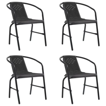 Sillas de jardín 4 unidades ratán plástico y acero 110 kg de vidaXL, Sillas de jardín - Ref: Foro24-3107703, Precio: 230,83 €...