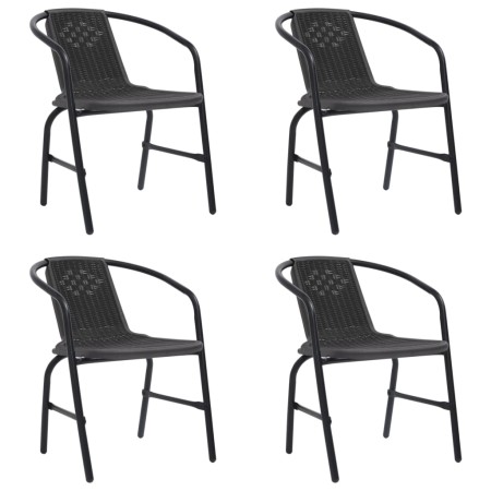 Sillas de jardín 4 unidades ratán plástico y acero 110 kg de vidaXL, Sillas de jardín - Ref: Foro24-3107703, Precio: 207,09 €...
