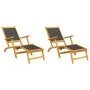 Sillas de jardín con reposapiés 2 uds madera acacia y textilene de vidaXL, Tumbonas - Ref: Foro24-3120441, Precio: 193,25 €, ...