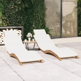 Tumbonas con cojines 2 unidades madera maciza de teca de vidaXL, Tumbonas - Ref: Foro24-3143633, Precio: 366,84 €, Descuento: %