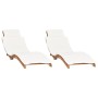 Tumbonas con cojines 2 unidades madera maciza de teca de vidaXL, Tumbonas - Ref: Foro24-3143633, Precio: 373,58 €, Descuento: %