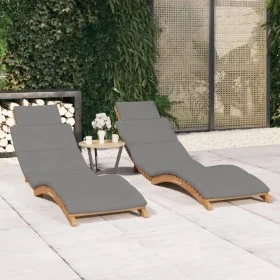 Tumbonas con cojines 2 unidades madera maciza de teca de vidaXL, Tumbonas - Ref: Foro24-3143634, Precio: 395,00 €, Descuento: %