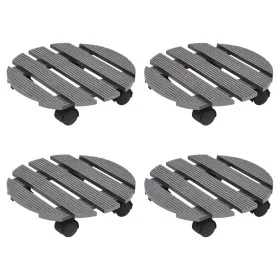 Plant stands with wheels 4 units gray WPC Ø30x7.5 cm by vidaXL, Pot stands - Ref: Foro24-3143924, Price: 80,82 €, Discount: %