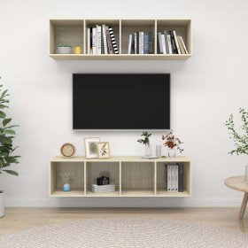 Muebles de salón de pared 2 uds madera ingeniería roble Sonoma en Muebles TV | Comprar online en Foru.es