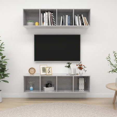 Muebles de salón de pared 2 uds madera ingeniería gris hormigón en Muebles TV | Comprar online en Foru.es