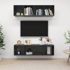Muebles de salón de pared 2 uds madera ingeniería gris brillo en Muebles TV | Comprar online en Foru.es