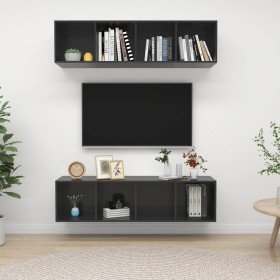 Muebles de salón de pared 2 uds madera ingeniería gris brillo en Muebles TV | Comprar online en Foru.es