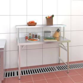 Mesa de trabajo para cocina con estante acero inox 120x60x115cm de vidaXL, Restauración - Ref: Foro24-3155991, Precio: 264,48...
