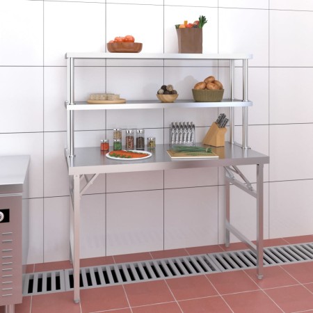 Mesa de trabajo para cocina con estante acero inox 120x60x145cm de vidaXL, Restauración - Ref: Foro24-3155992, Precio: 317,98...